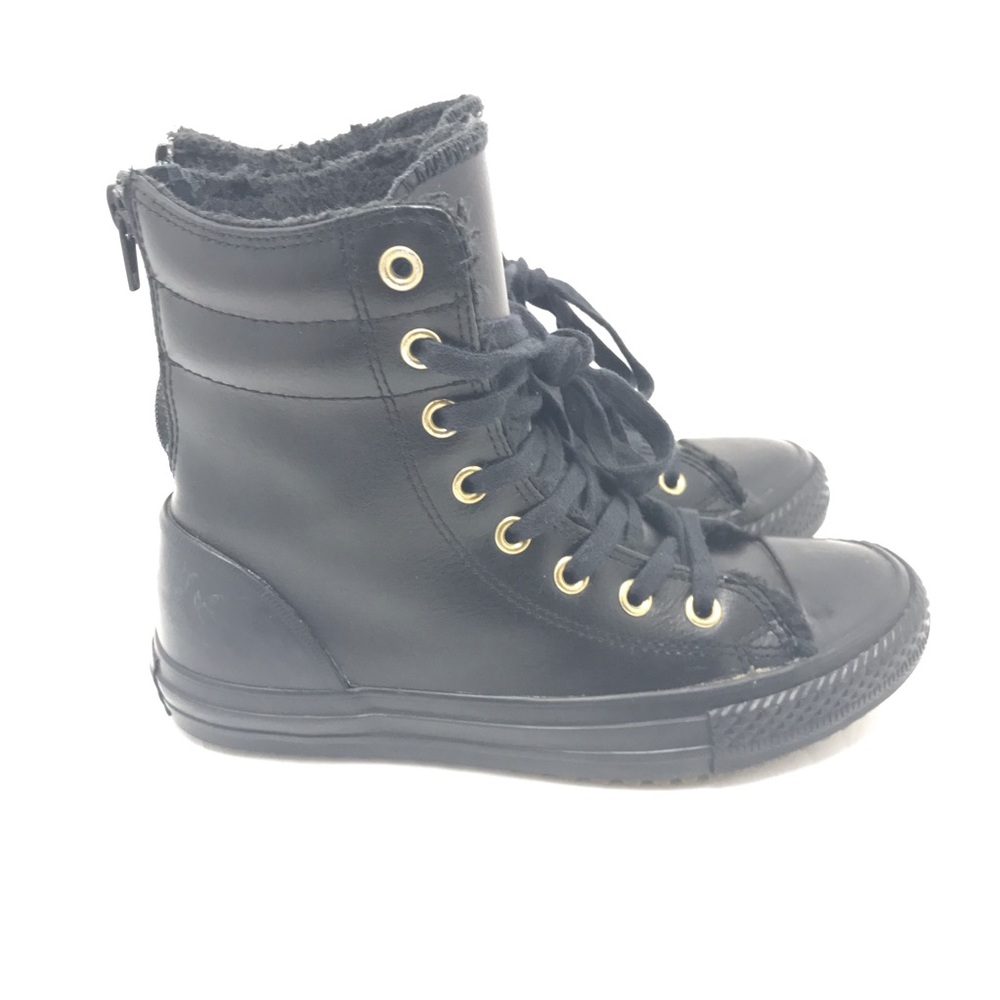 CONVERSE CT ALL STAR Sz 1 LEATHER FUR BOOT JUNIOR - Picture 3 of 8